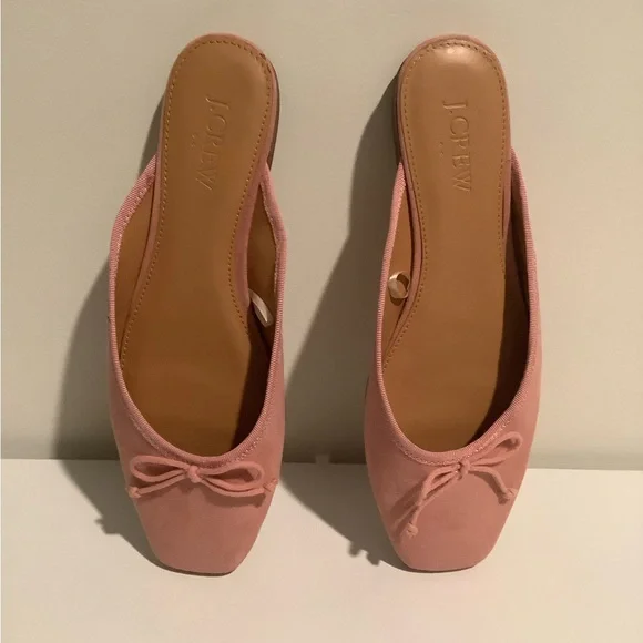J. Crew Pink Suede Flat Mule Slides Size 6 - Picture 3 of 5